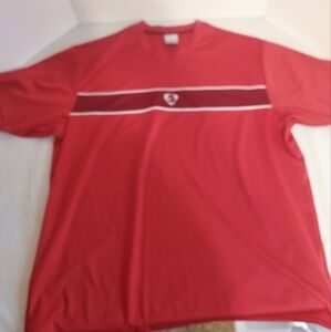 Vintage 1990s Nike Athletic T-shirt Red 100% Polyester Gray Tag